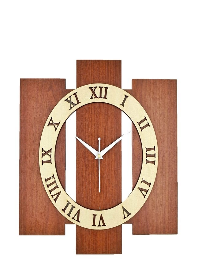 Nozvera Decorative Silent Non-Ticking Wooden Wall Clock for Home Stylish Latest 15 Inch Designer Wall Clock for Home Living Room Bedroom Office Hall - Image 1